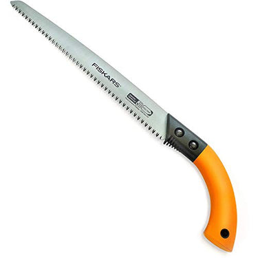 Fiskars Handsäge für frisches Holz bis Ø 15 cm, Mit feststehendem Blatt, Inklusive Kunststoff-Köcher, Sägeblattlänge: 33 cm, Rostfreies Stahl-Sägeblatt, Schwarz/Orange, SW84, 1001620, 59 x 14.5 x 3.5 cm im Sale